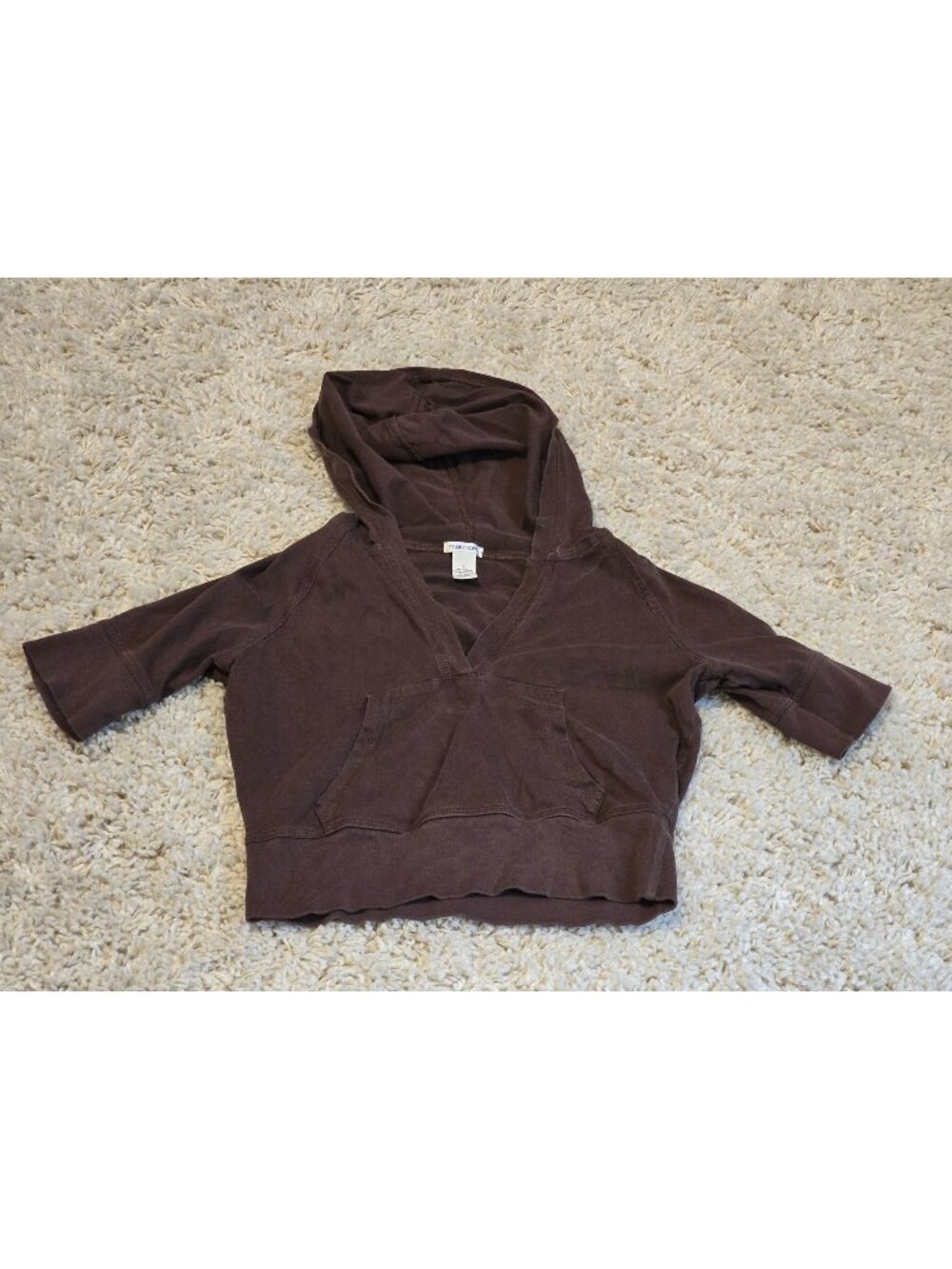 Maurice's Women's Juniors Small Brown Hooded Short Sleeve Pullover Hoodie Y2K